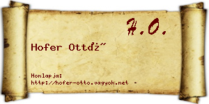 Hofer Ottó névjegykártya